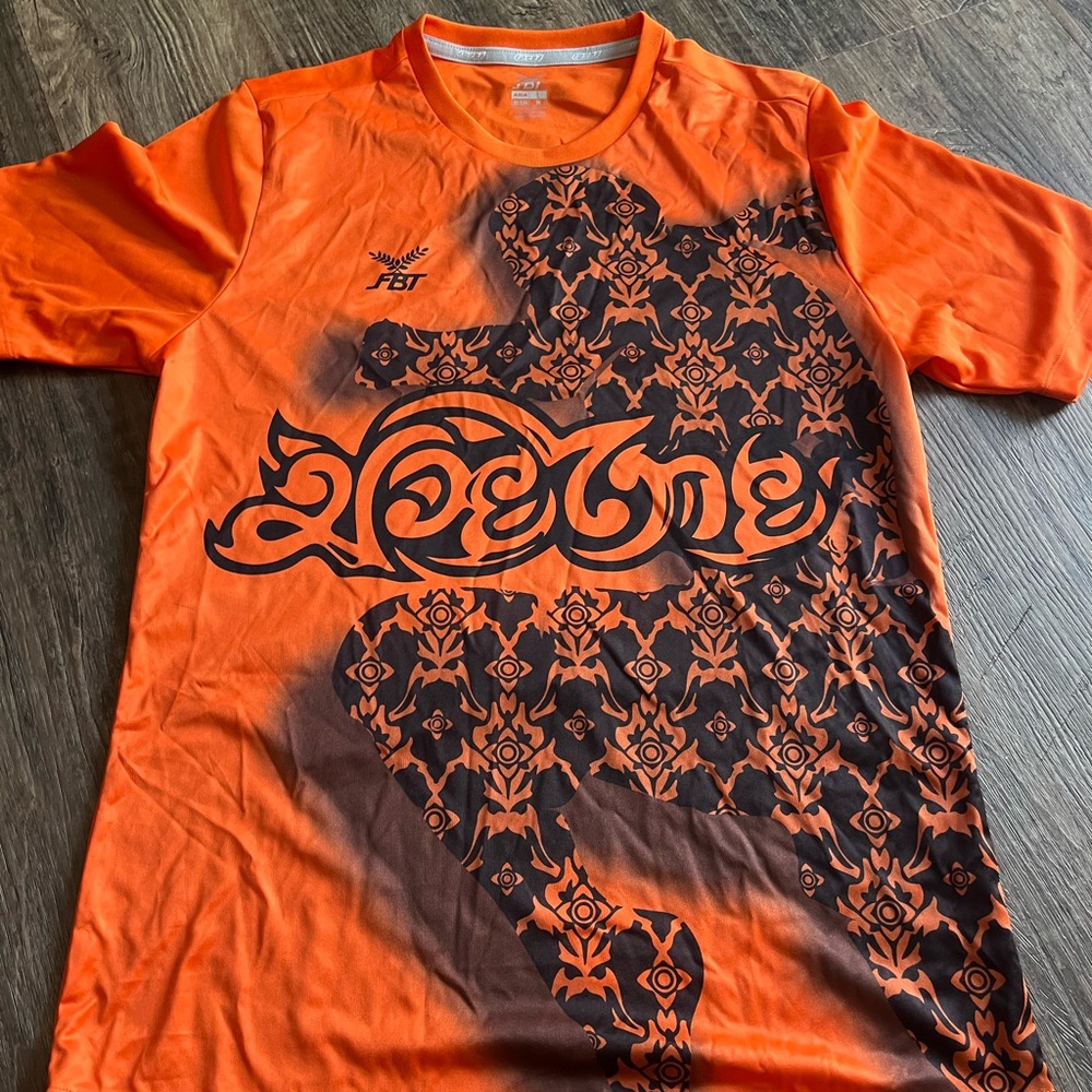 Orange Muay Thai Kickboxing BJJ Jiu Jitsui Compression Graphic T-Shirt Medium